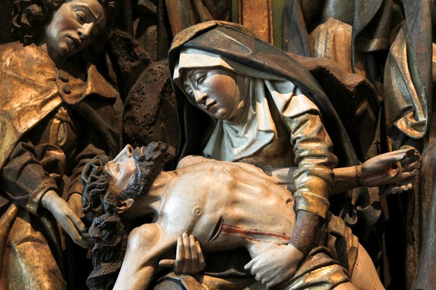 Mary at the cross carving